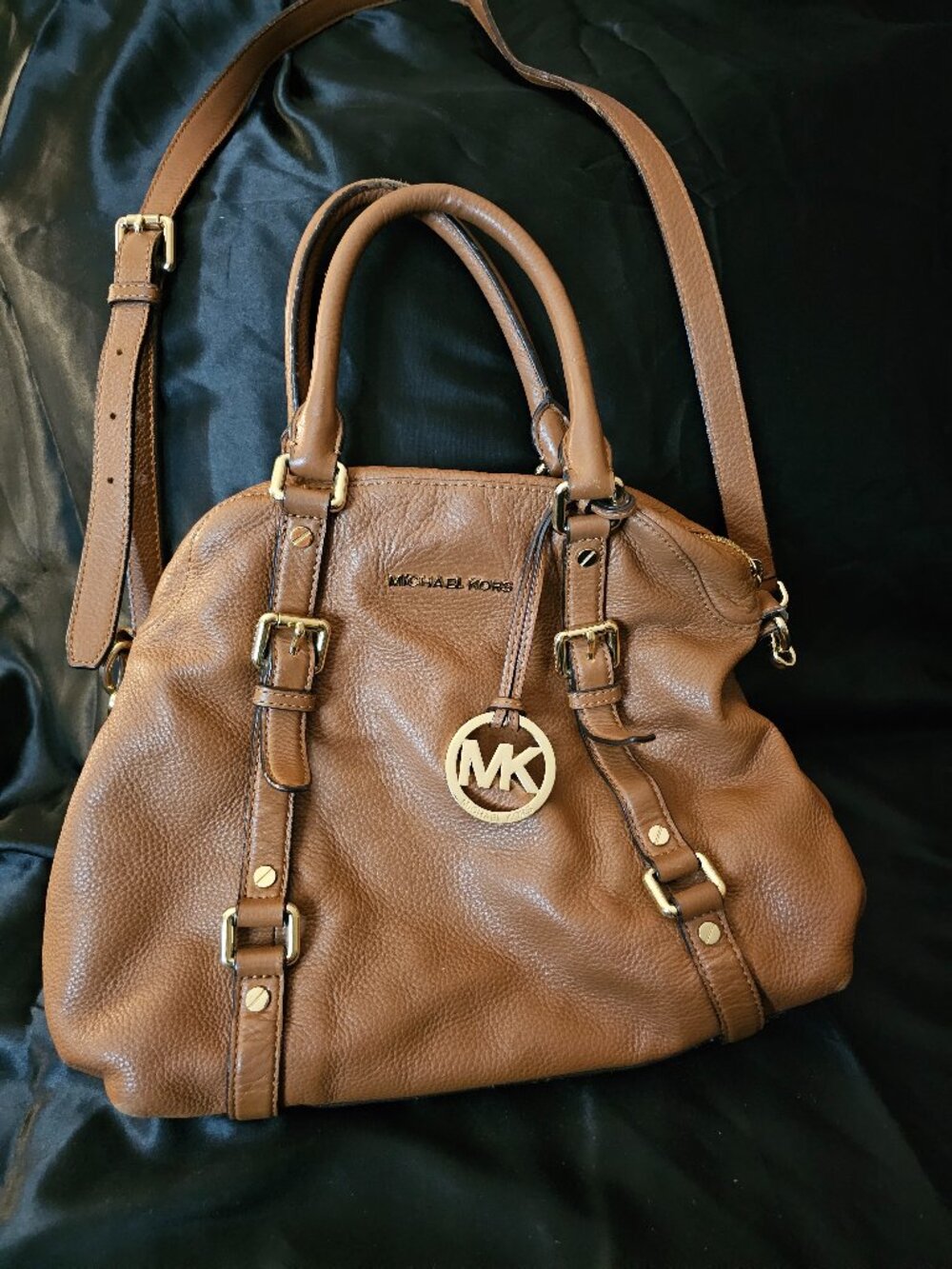 Michael Kors Bedford Medium Convertible Satchel - Luggage Pebbled Leather